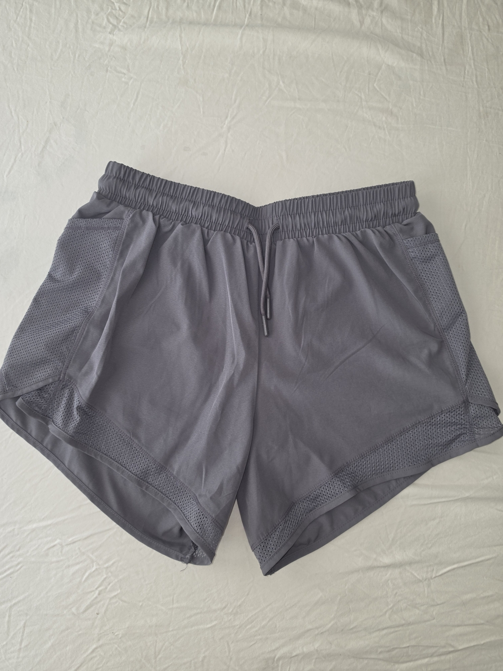 Women's Gray Athletic Mesh-Trim Shorts